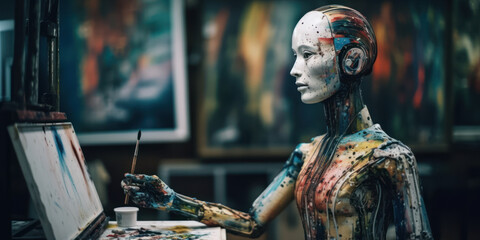 Machine Learning Meets Art: AI Humanoid Painting Stunning Artwork. Generative AI