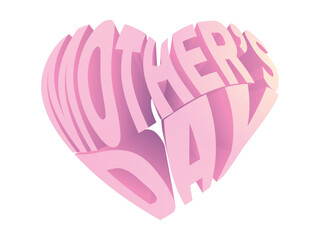 Happy mothers day in a heart shape on a white background - modern typography design