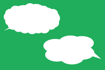 Set of speech bubbles on a green background. Cartoon speech balloon vector illustration.