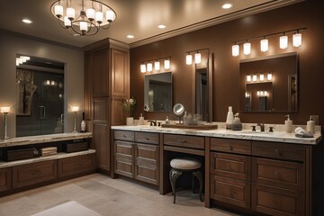 Designing a bathrom modern and sleek aesthetic, rary and artistic feel, Chosing the right lighting for bathrom 
, generative artificial intelligence