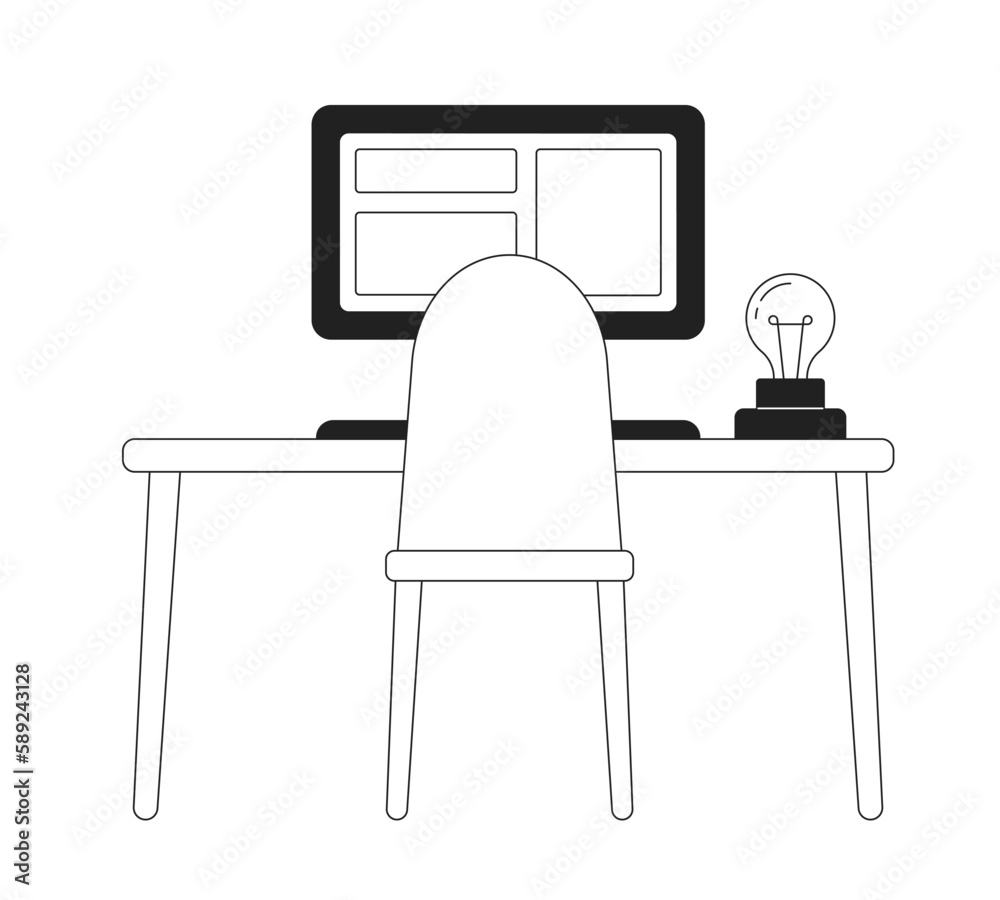 Poster workspace for idea generator monochrome flat vector object. editable black and white icon. full size