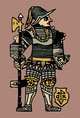 Fototapeta na wymiar Medieval knight. Vector illustration of a medieval knight in armor.