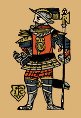 Ancient warrior vector illustration. Vintage style.
