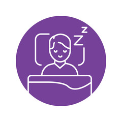 Sleeping person color line icon. Mental health.