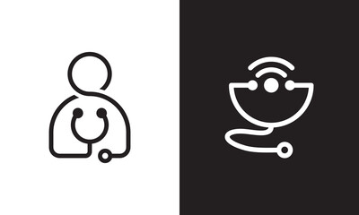 stethoscope and people logo design. creative technology icon vector.