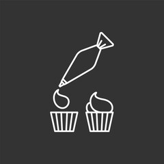 Piping bag icon, editable stroke, line style