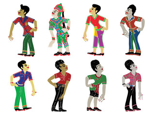 Vector illustration of a set of Thai Shadow Puppet.