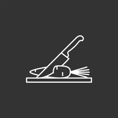 Cutting carrot icon, editable stroke, line style