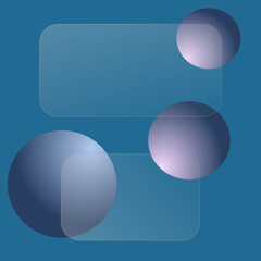  Glass abstract background with circles.  Glass card. Vector.