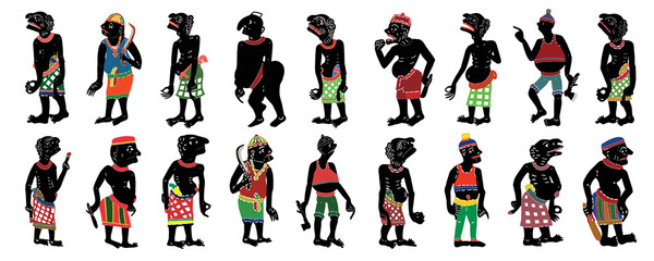 Set of Shadow Puppet vector illustrations.