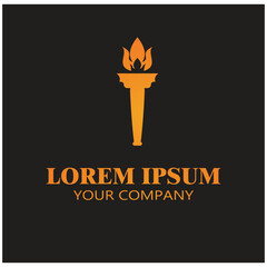 Fire torch with flame flat icons set. Collection of symbol flaming, illustration
