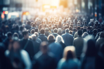 Blurred crowd of people business concept. Generative ai.