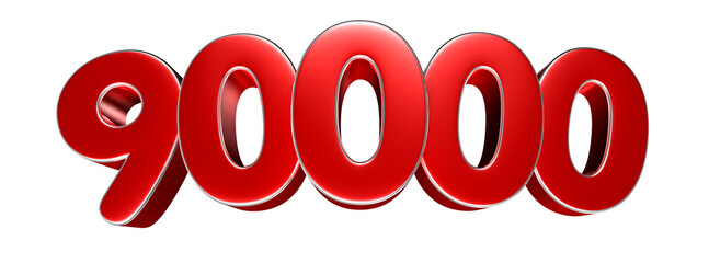 Number 90000 red 3D illustration. Advertising signs. Product design. Product sales.