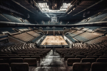 Obraz premium Basketball stadium. No people. Generative ai.