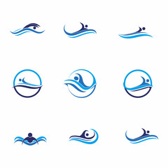 set of swimming vector icon