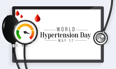 World Hypertension day is observed every year on May 17th. High blood pressure, also called hypertension, is blood pressure that is higher than normal. Vector illustration.