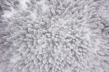 Obraz premium Drone view at mountain in winter