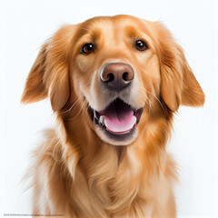 Happy and healthy dog. On a white background. generative AI