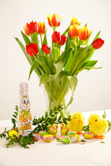 Święta, Wielkanoc, pisanka , zając , króliczek , wiosna, kwiaty , Żonkile, jajka, tulipany,...