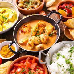 assorted indian food selection- top view