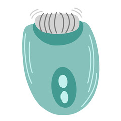 Epilator. Removal of unwanted body hair. Self-care, skin care and health. Hygiene and beauty everyday procedure. Cartoon illustration isolated on the white background.
