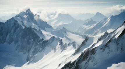 Fototapeta na wymiar Majestic Peaks: A Snowy Alpine Mountain Range
