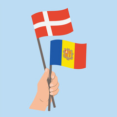 Flags of Denmark and Andorra, Hand Holding flags