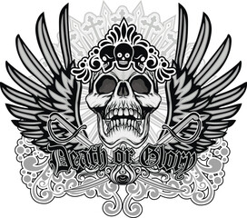 Gothic sign with skull, grunge vintage design t shirts
