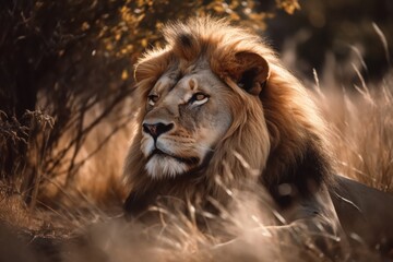 Obraz premium male lion in the wild