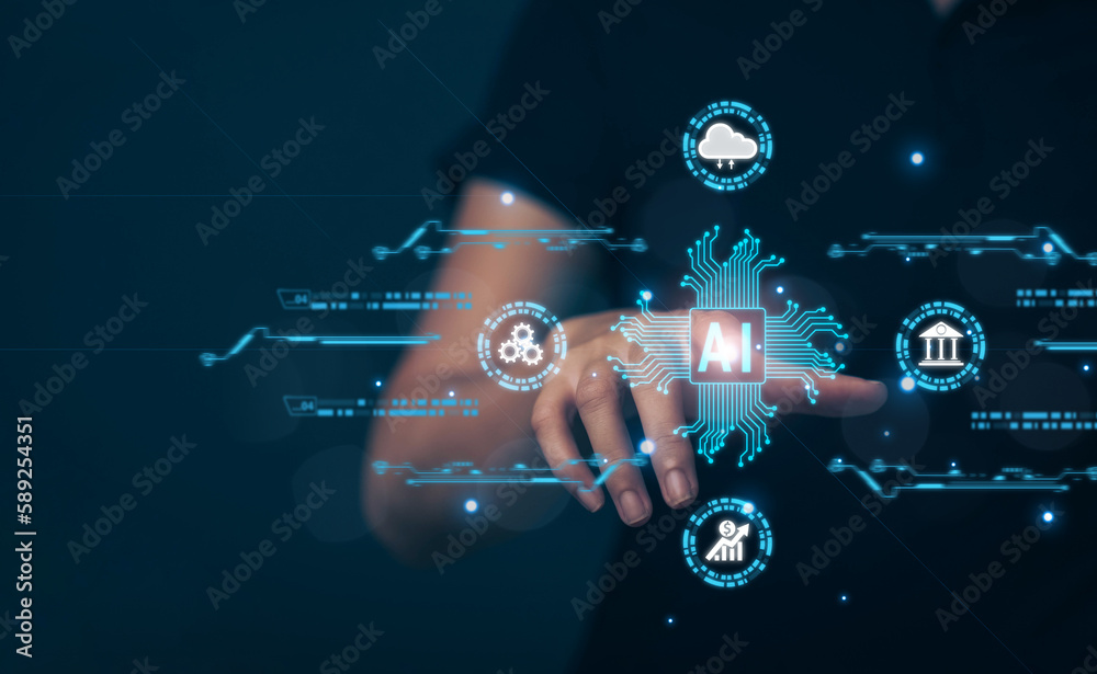 Poster the world of the future, connecting data with internet technology. a huge source of information that
