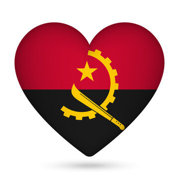 recommend clip art: Angola flag in heart shape. Vector illustration.