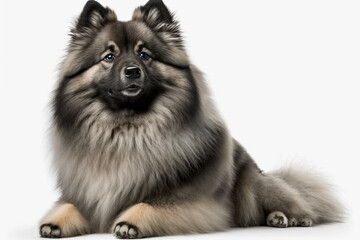 Keeshond Dog: A Playful and Intelligent Breed on a Stunning White Background
