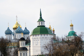 Architecture of Trinity Sergius Lavra, Sergiev Posad, Moscow region, Russia. Popular landmark.	