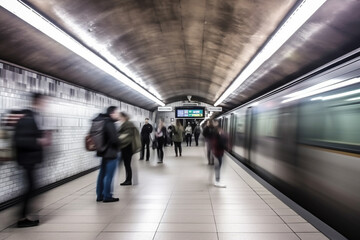 People at rush hour, walking commuting city concept. Generative ai.