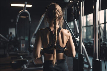 Obraz na płótnie Canvas Fitness woman working out in gym . Generative ai.