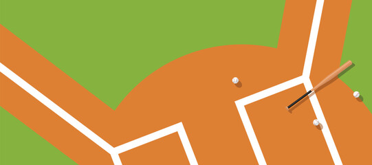 Obraz premium baseball game on grass and dirt ground in the field, baseball bat and ball