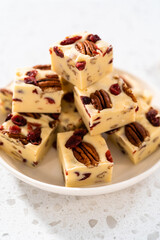 Homemade White Chocolate Cranberry Pecan Fudge