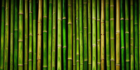 Green bamboo fence. Wooden texture. Abstract background. Generative AI
