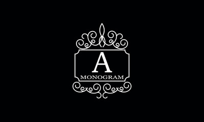 Luxury hotel logo template with initial A. Monogram design elements, business identity sign for restaurant, royalty, boutique, cafe, hotel.