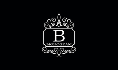 Luxury hotel logo template with initial B. Monogram design elements, business identity sign for restaurant, royalty, boutique, cafe, hotel.