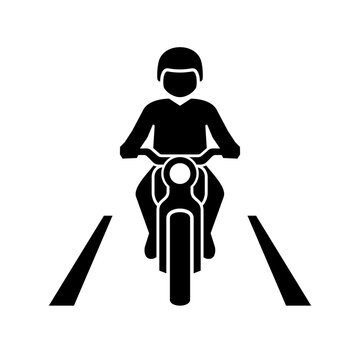Motorcycle with Rider Front View Vector Icon