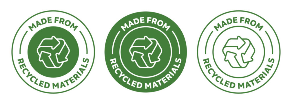 Made From Recycled materials icon set. green rounded vector icon collection.