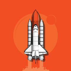 Space Rocket Shuttle - obrazy, fototapety, plakaty