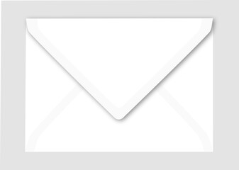 White neutral open envelope against gray background. Illustration made April 5th, 2023, Zurich, Switzerland.
