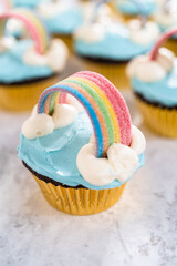 Unicorn rainbow chocolate cupcake