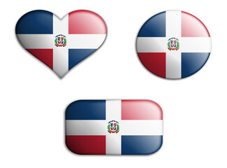 colorful national art flag of dominican republic figures bottoms on a white background . concept collage. 3d illustration