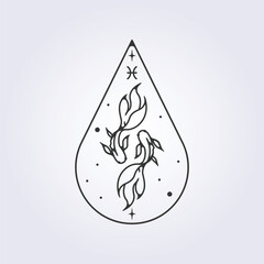 pisces zodiac astrology horoscope vector line art illustration design