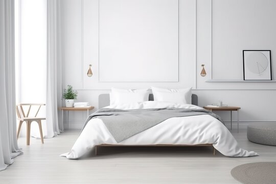 Modern bedroom interior. | Elegant room interior with large comfortable bed | Luxurious large bedroom | Stylish bedroom interior | Bedroom interior. 3d render, Generative AI