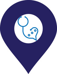 Health consult logo design template. Stethoscope isolated on bubble chat symbol