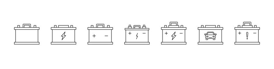 Car battery icon. Auto accumulator icons collection. Car battery vector icons. EPS 10